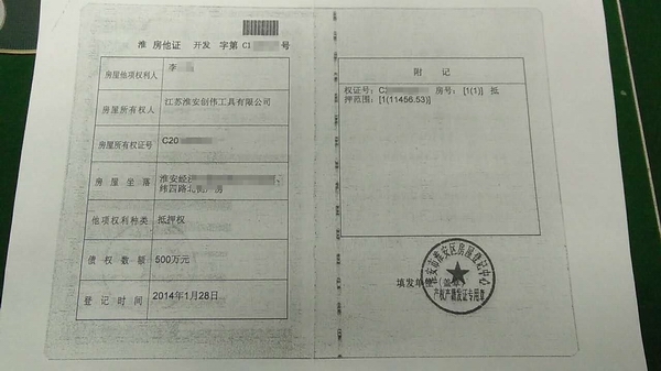 李某所持有的对所拍卖厂房的《房屋他项权证》.