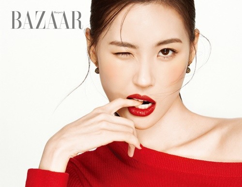 宣美时尚大片示范秋冬流行妆容 烈焰红唇散发性感诱惑气质【组图】