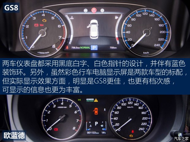 汽车 导购 正文 两款车型仪表盘和方向盘的造型都没有太强的设计感,gs