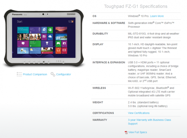 约合19603元:松下toughpad fz-g1坚固型平板发售